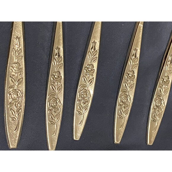 VTG Eldan ELD18 Stainless Steel Flatware Japan Roses 4 Ice Tea Spoons + 1 Knife - Picture 6 of 15